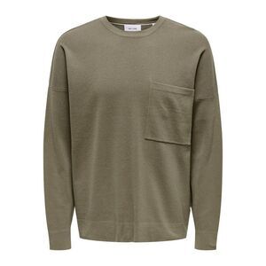 Only Mens Crew Neck Relaxed Fit Sweatshirt / Taupe
